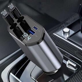 Car Charger Manufacturer - Retractable 4 in 1 Type-C IPh