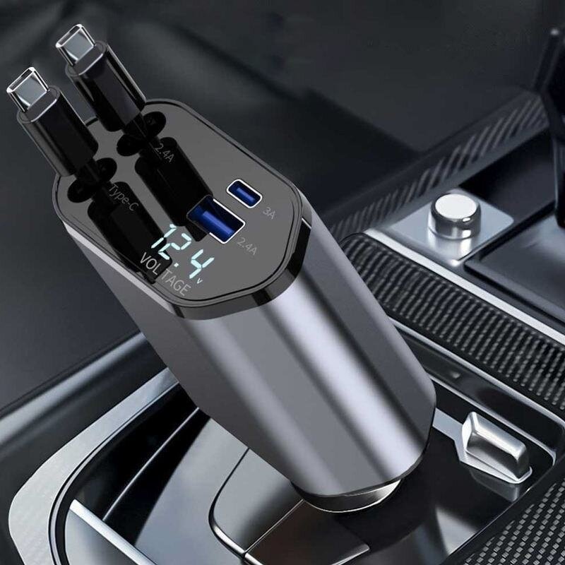 Car Charger Manufacturer - Retractable 4 in 1 Type-C IPh
