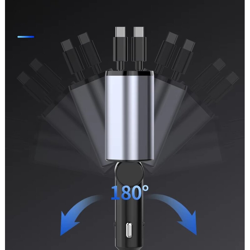 Car Charger Manufacturer - Retractable 4 in 1 Type-C IPh
