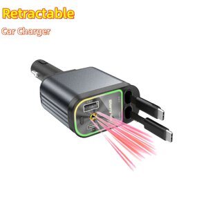 Car Charger Supplier - USB C Fast with Retractable Cords