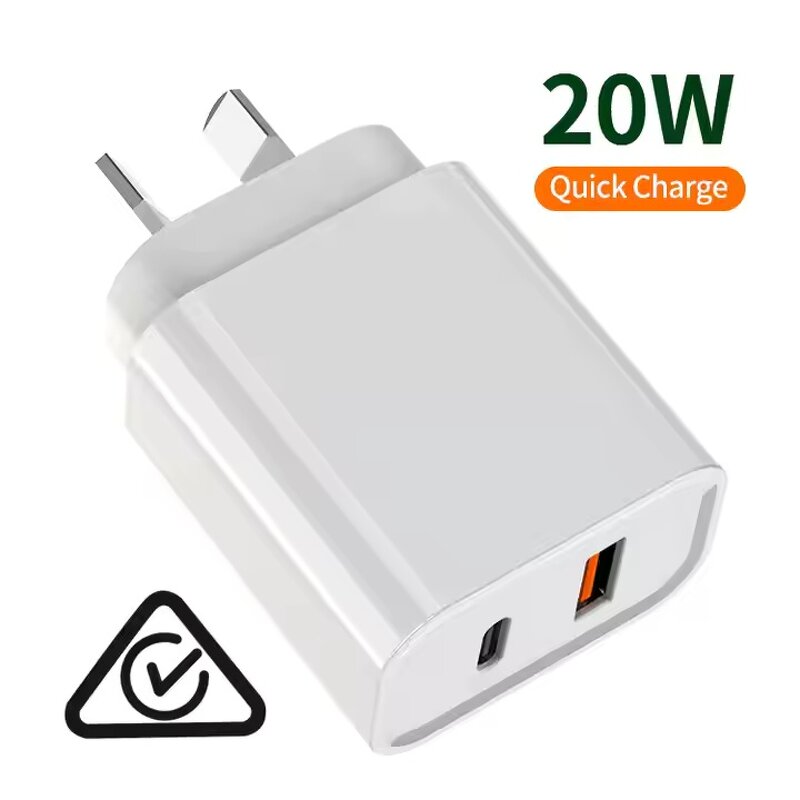 Wall Charger Supplier - SAA PD 20W Dual Port QC3.0 Fast