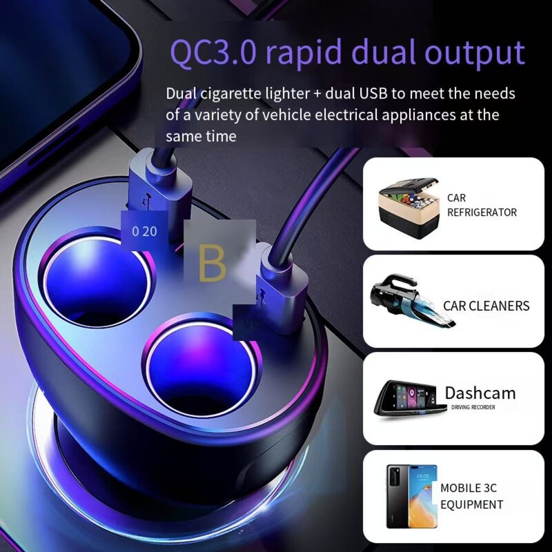 Car Charger Manufacturer - QC3.0 One for Four Fast Charging