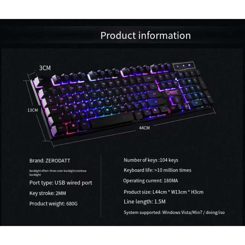 Gaming Keyboard Manufacturer - Mechanical Feel 104 Keys Waterproof