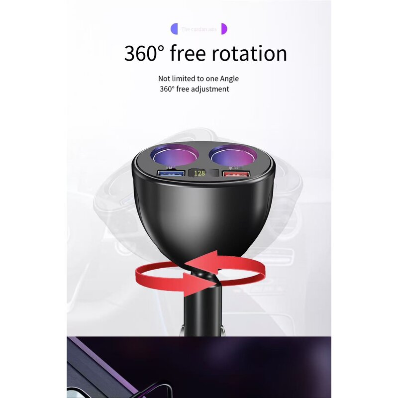 Car Charger Manufacturer - QC3.0 One for Four Fast Charging