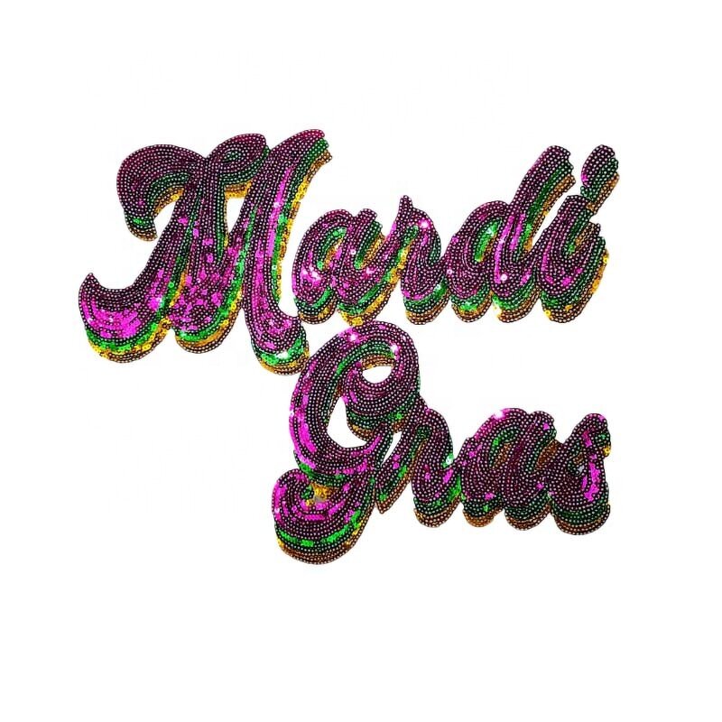 Embroidered Patch Supplier - Mardi Gras Star Glitter Sequin