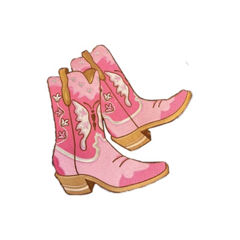 Embroidered Patch Manufacturer - Western Wild Cowgirl Pink Boots