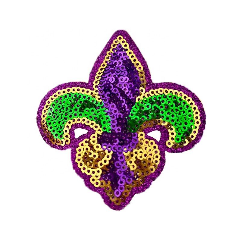 Chenille Twill Patch Supplier - Checkered Crawfish Mardi Gras