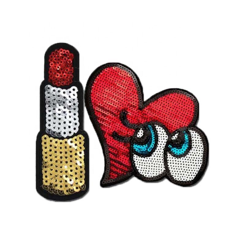 Iron-On Patches Supplier - Red Sequin Lipstick Embroidered