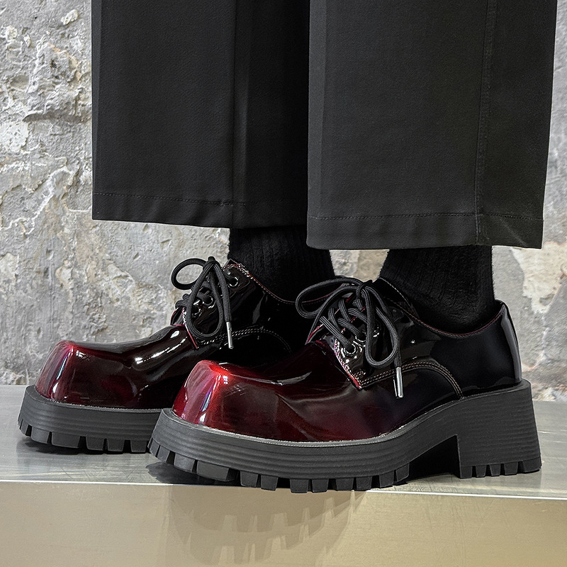 Derby Shoes Manufacturer - British Style Thick-Soled Square-Toe Men's Red