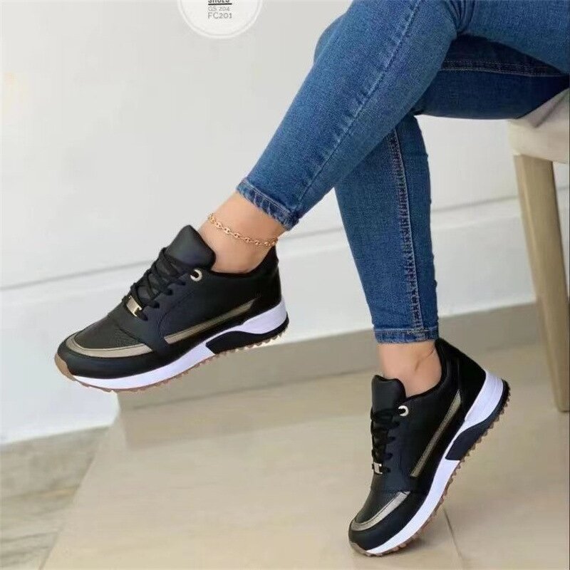 Casual Shoes Manufacturer - Women Spring Color Matching Artificial PU Upper