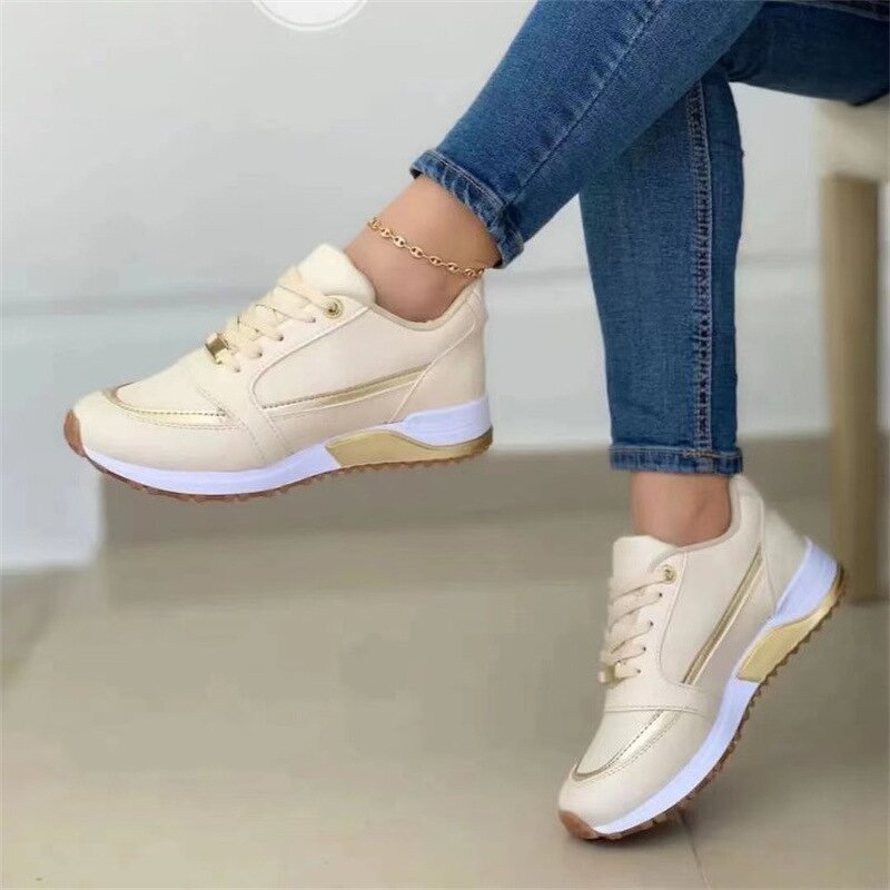 Casual Shoes Manufacturer - Women Spring Color Matching Artificial PU Upper