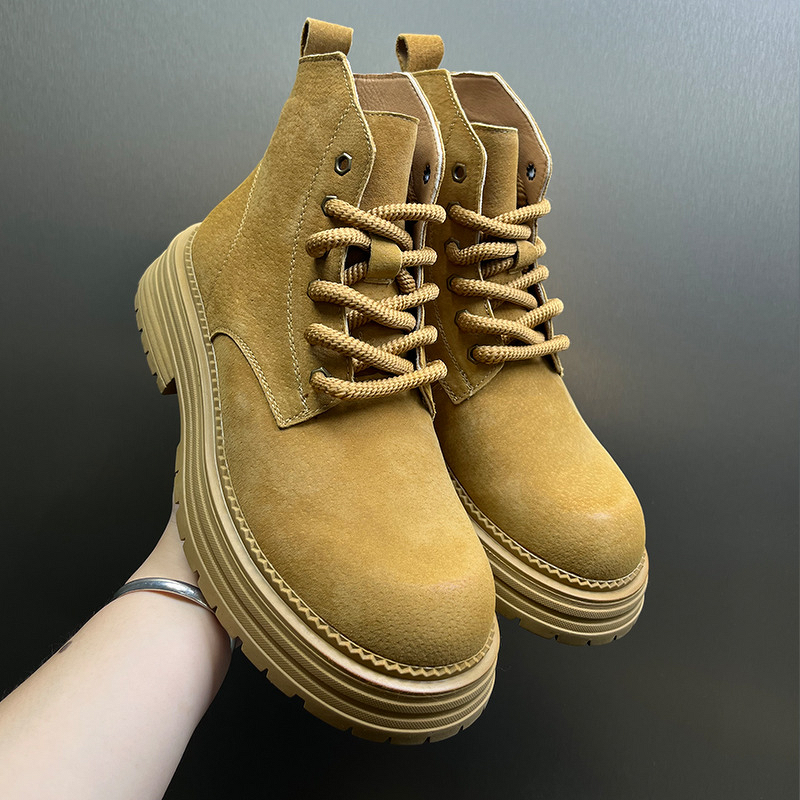 Motorcycle Boots Manufacturer - British Style Thick-Soled Vintage Lace-Up Men's