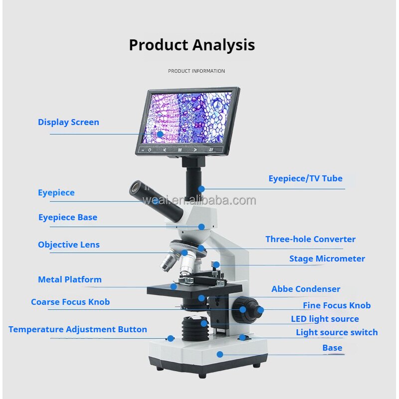 Microscope Manufacturer - HD Screen Photo Video Digital 1600X Cell Bacteria