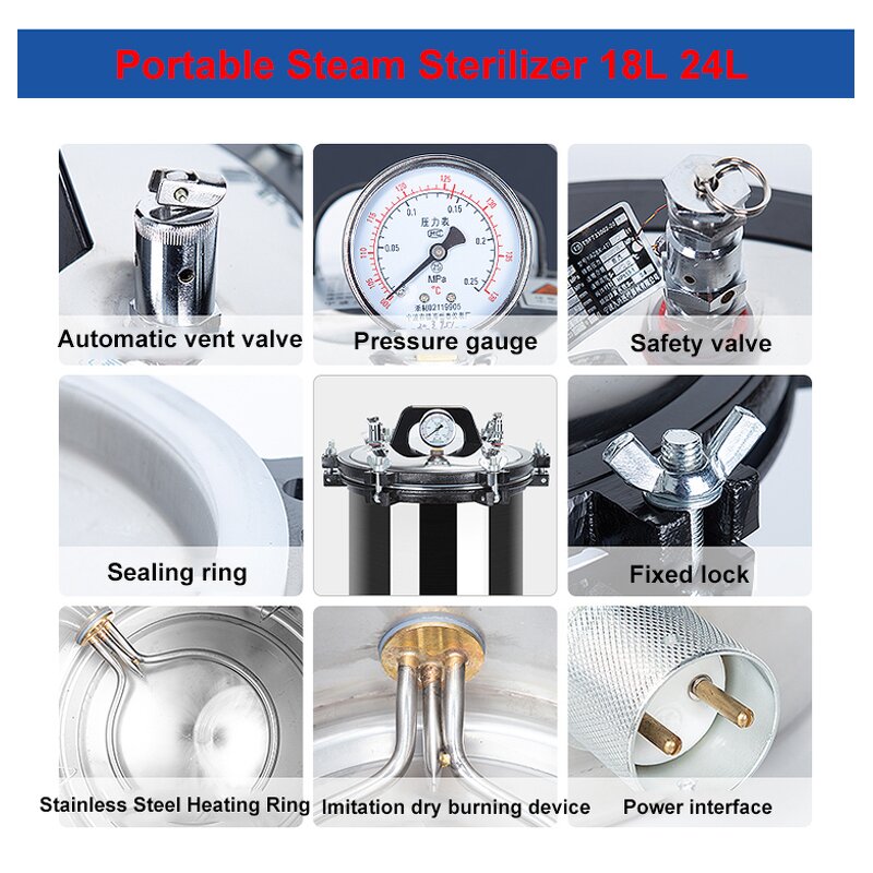 Autoclave Machine Manufacturer - Portable LPG Electric 24 Liter Steam