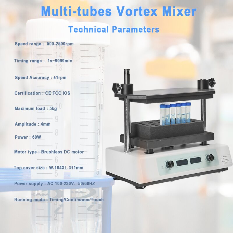 Vortex Mixer Manufacturer - LED 2500rpm Orbital 1.5-100ml PCR Multi Tube