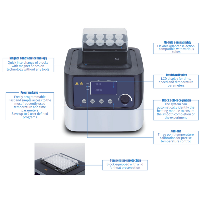 Dry Bath Incubator Manufacturer - Aluminium Heating Block LCD H100-Pro