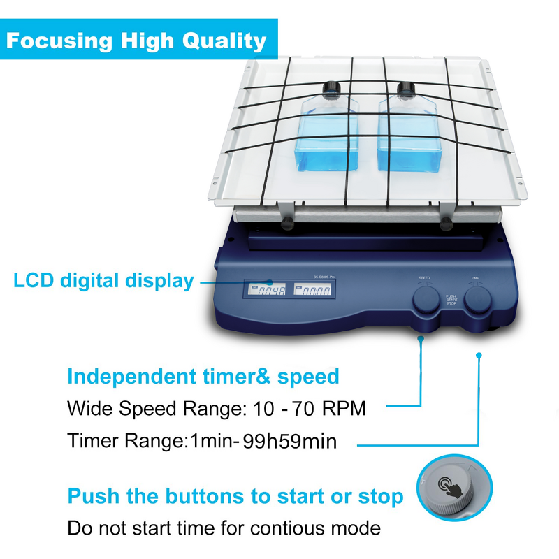 Orbital Shaker Manufacturer - LCD Digital Adjustable 10-70RPM 9° Large