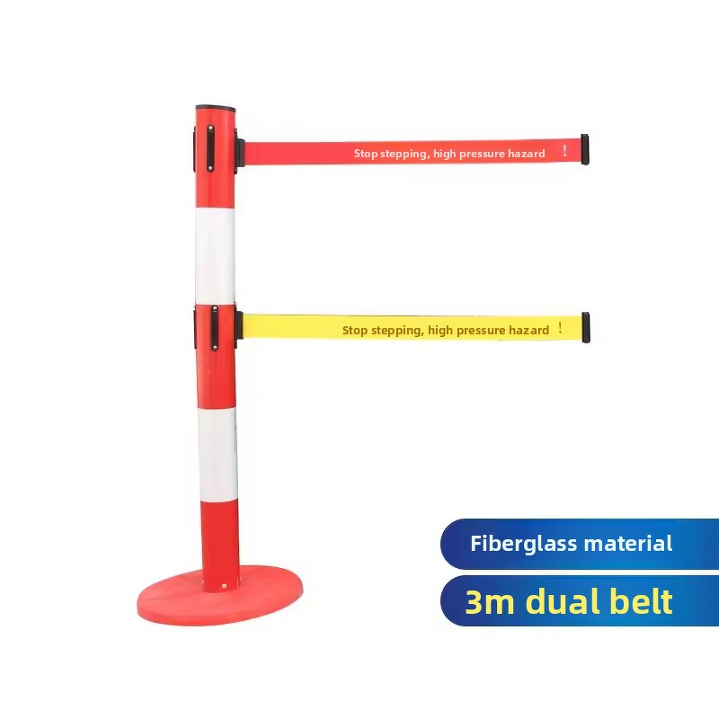 Safety Post Barrier Manufacturer - High Voltage Electric Danger Insulation Keep Out Dual Retractable Belt Fence