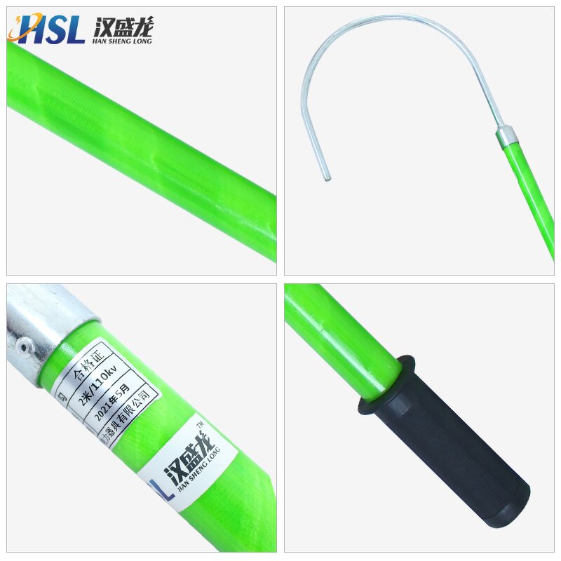 Rescue Body Hooks Manufacturer - Green GRP Telescopic Insulated Adjustable 500 lb Load Non-Reflective