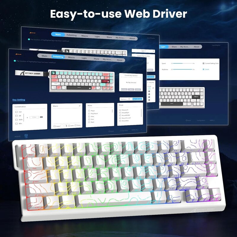 ATTACK SHARK X68 HE - Rapid Trigger Keyboard Magnetic Switch 60% Wired 8KHz