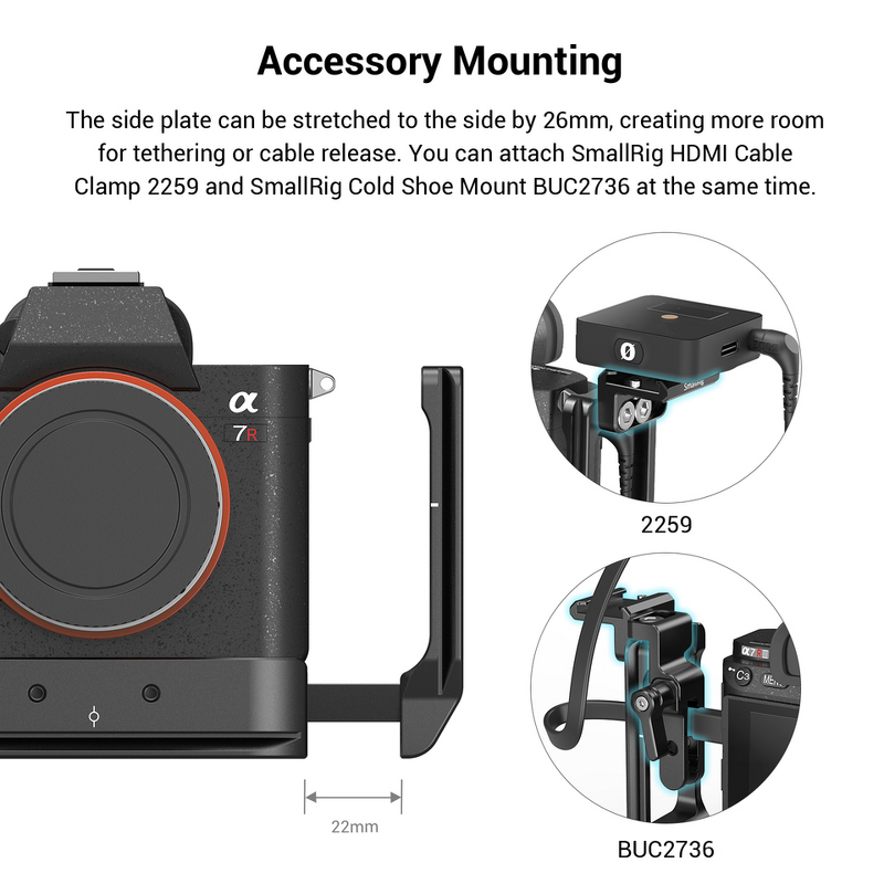 SmallRig 2122 - Quick Release Arca Style Metal L-Bracket for Sony A7M3 A7R3