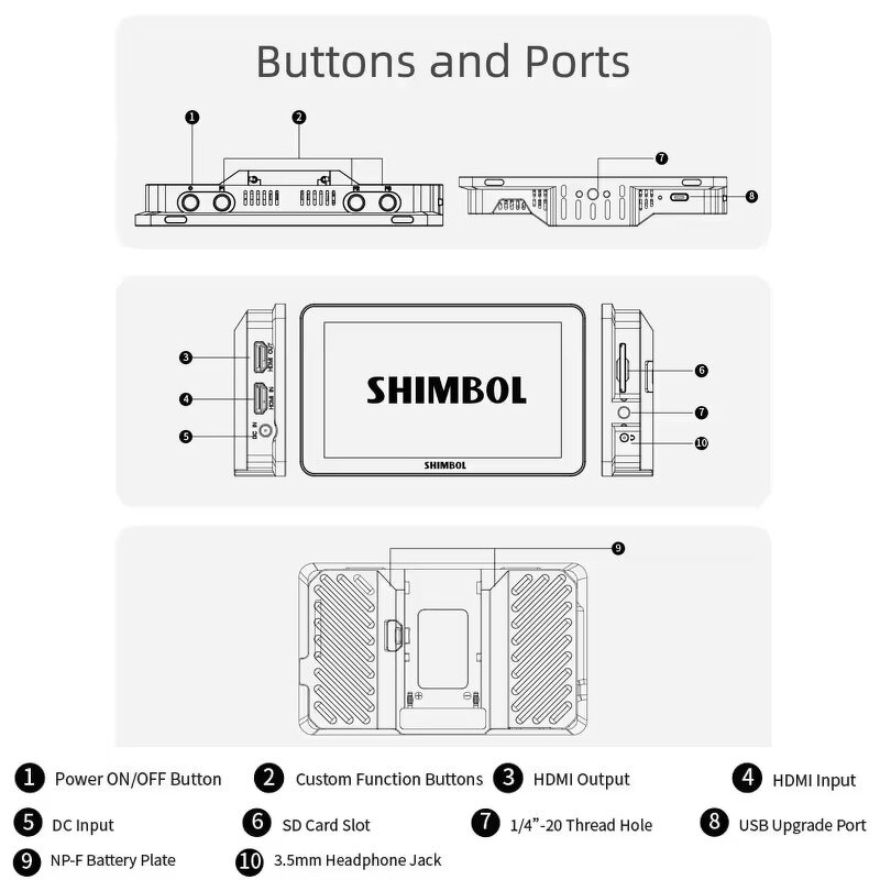 Shimbol M5 - 5.5 Inch 1200nit Ultra Bright Full HD Screen 4K30 3D LUT HDMI