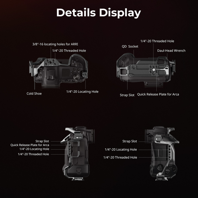 SmallRig 5413 Cage - for Canon EOS R1 Detachable Cold Shoe with Arca-Swiss