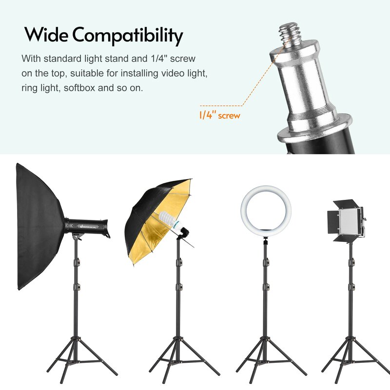 2.1M Tripod Metal Light Stand - Adjustable Photography Tripod Stand for Studio