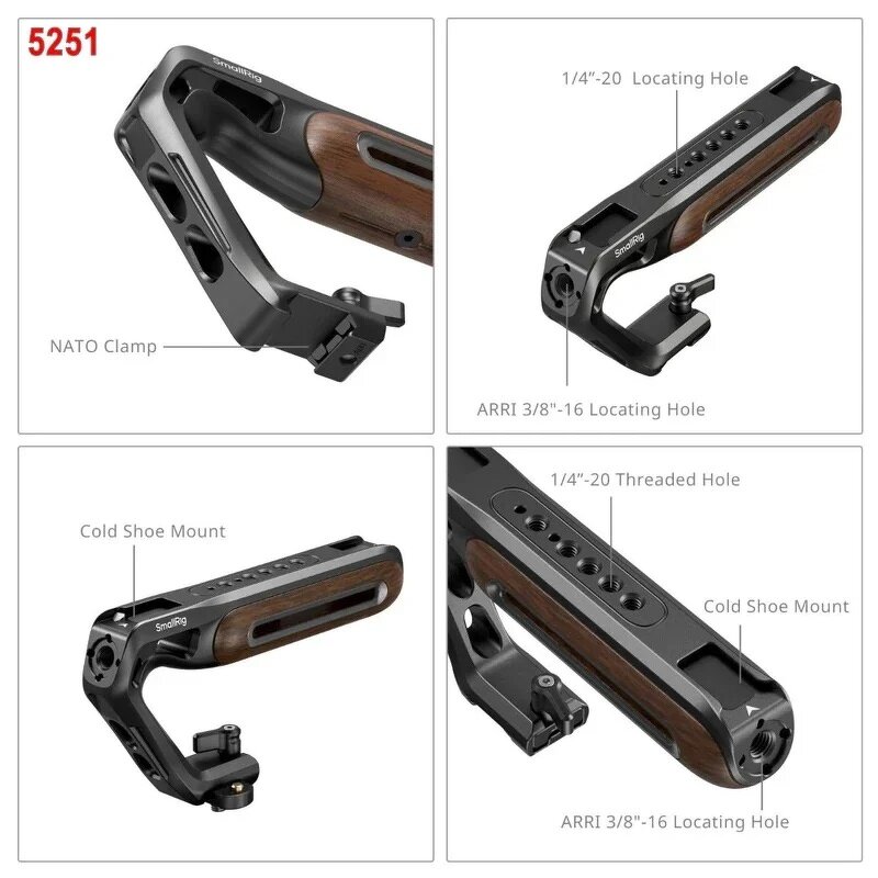 SmallRig Ergonomic Handgrip - Camera Cage Top Handle 1/4" 3/8" Two-in-One