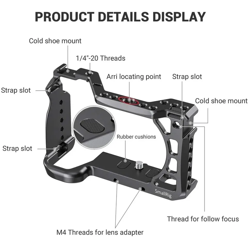 SmallRig A6600 - for Sony DSLR Cage Accessory Cold Shoe & Arri Locating Holes