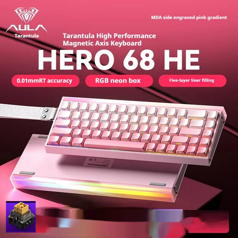 AULA Hero 68HE - Magnetic Keyboard RGB Light USB-C Hot Swap Esports 8K