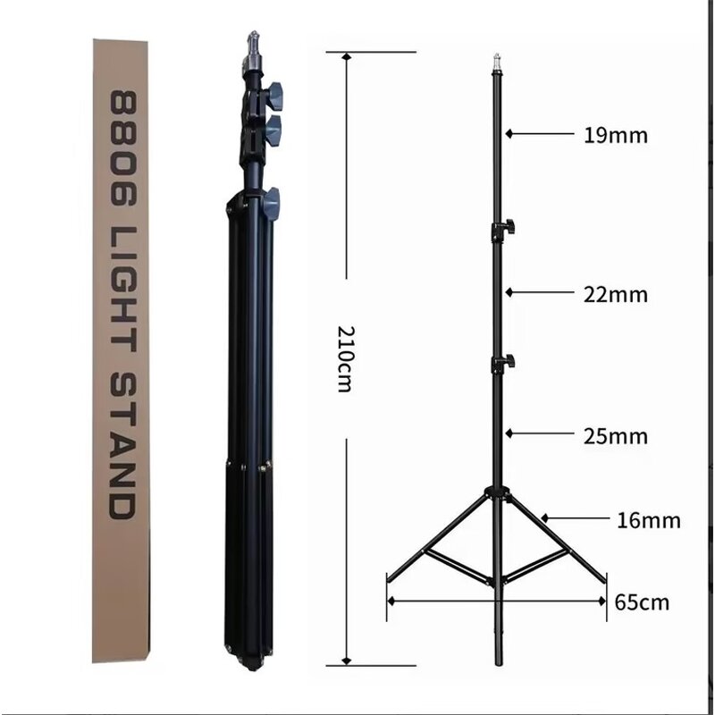 2.1M Tripod Metal Light Stand - Adjustable Photography Tripod Stand for Studio