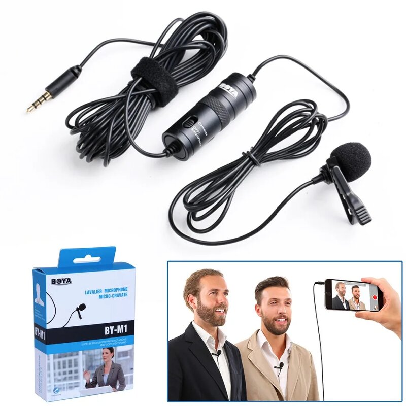BOYA BY-M1 - Lavalier Lapel Microphone for iPhone 15Pro Max PC Smartphone Camera