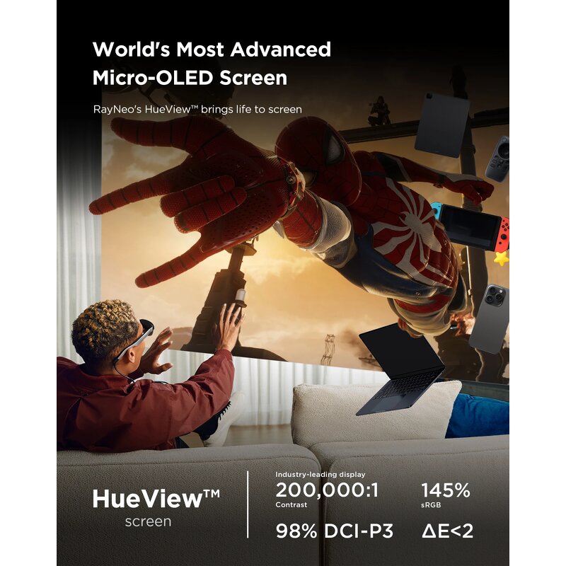 RayNeo Air 3s - AR Glasses 201" Mega Screen 3840Hz Micro OLED Display