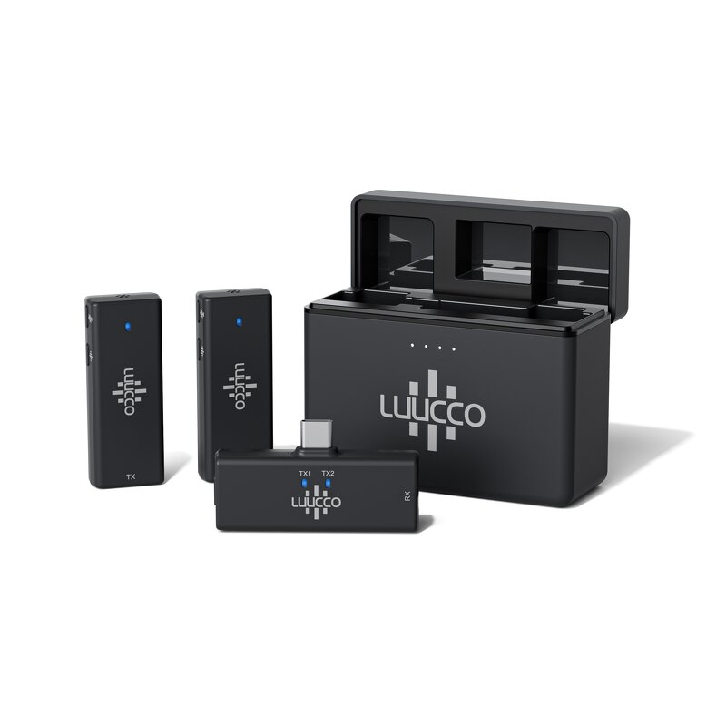 Luucco Talker S2 - Wireless Lavalier Microphone 2.4Ghz 250ft Range with Charging Case