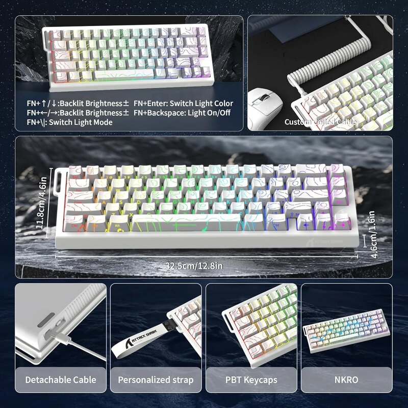ATTACK SHARK X68 HE - Rapid Trigger Keyboard Magnetic Switch 60% Wired 8KHz