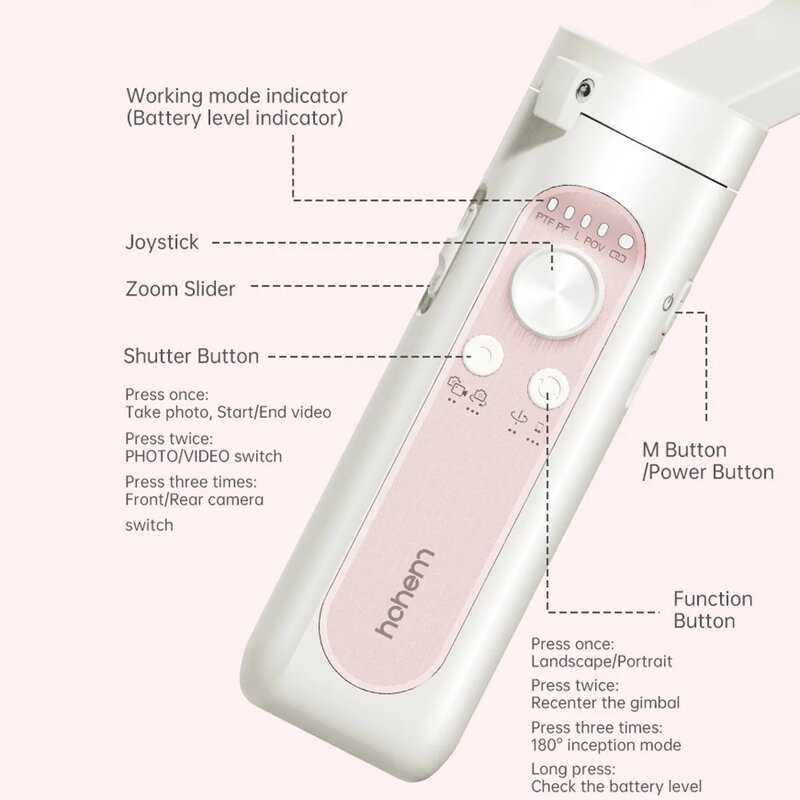 Hohem ISteady V2S - 3-Axis Gimbal Stabilizer with AI Smart Tracking and LED Fill Light