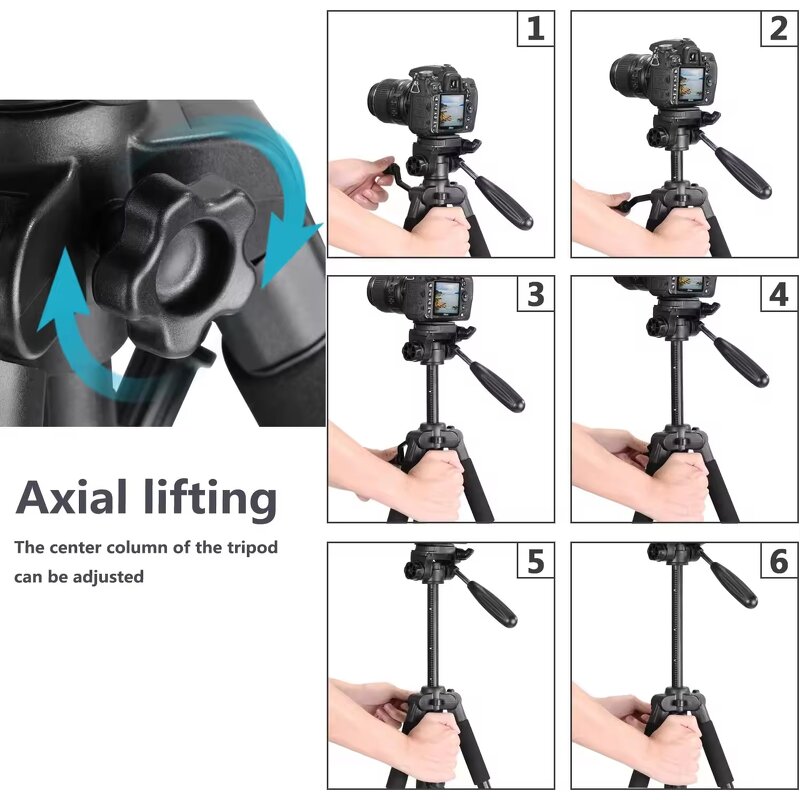 Neewer Portable 56 Inches - Aluminum Camera Tripod with 3-Way Swivel Pan Head