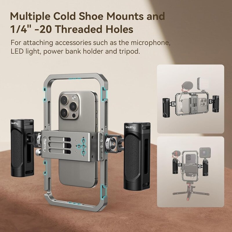 Small Rig Universal Phone Cage - Smartphone Video Rig Kit with Handles Handheld