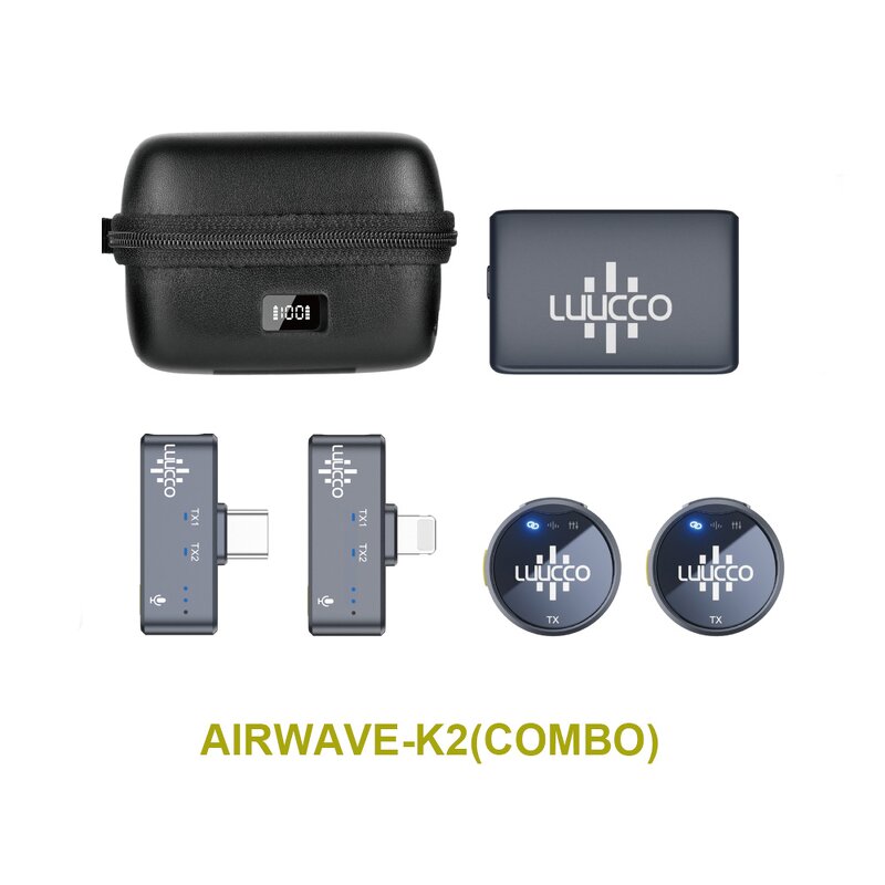 Luucco AirWave Mini K2 - Wireless Lavalier Lapel Microphone for iPhone Android DSLR