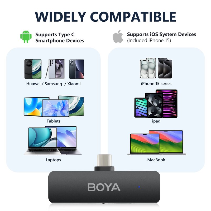 BOYA BY-V4U - Wireless Lavalier Lapel Microphone for iPhone Android PC YouTube