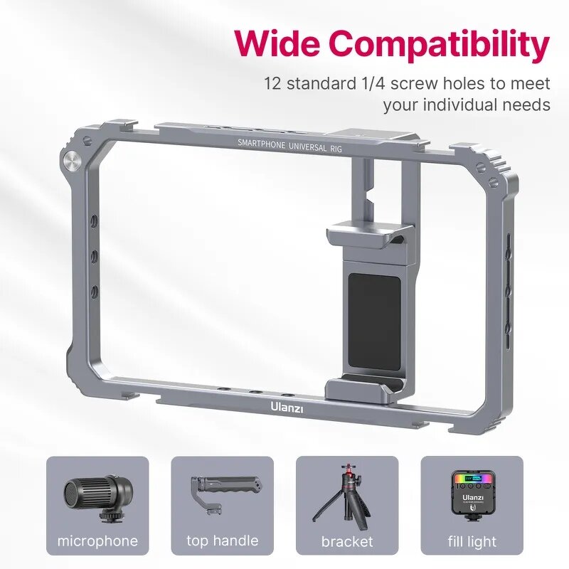 Aluminum Alloy Vlog Cage - Smart Phone Camera Rig