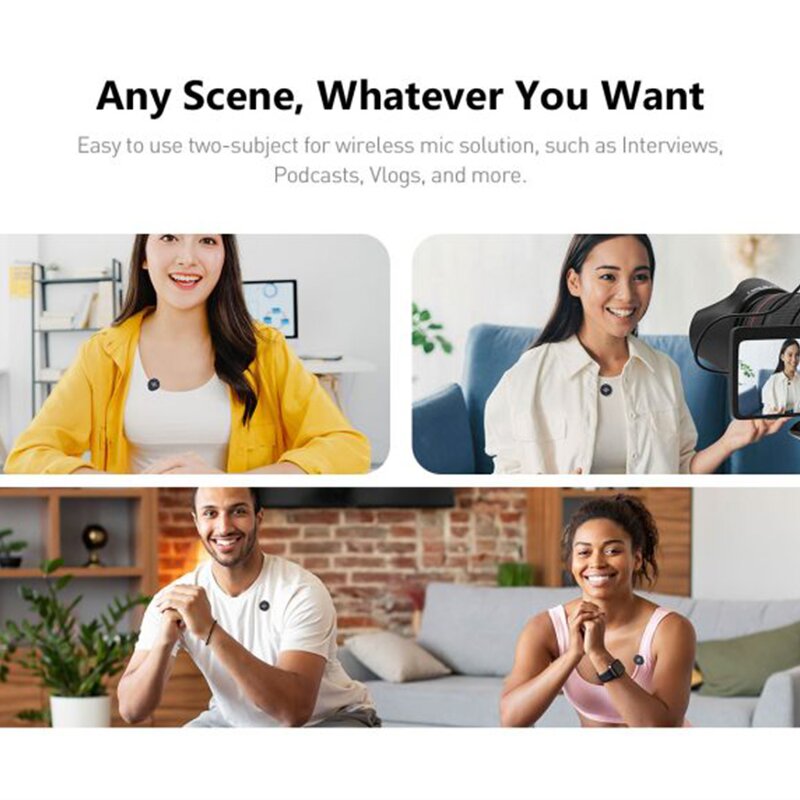 Luucco AirWave Mini K2 - Wireless Lavalier Lapel Microphone for iPhone Android DSLR