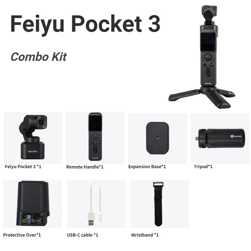 FeiyuTech Feiyu Pocket 3 - Cordless Detachable 3-Axis Stabilizer Gimbal Camera 4K60fps