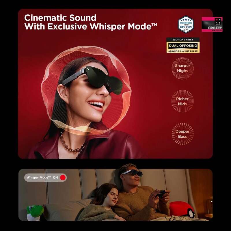 RayNeo Air 3s - AR Glasses 201" Mega Screen 3840Hz Micro OLED Display