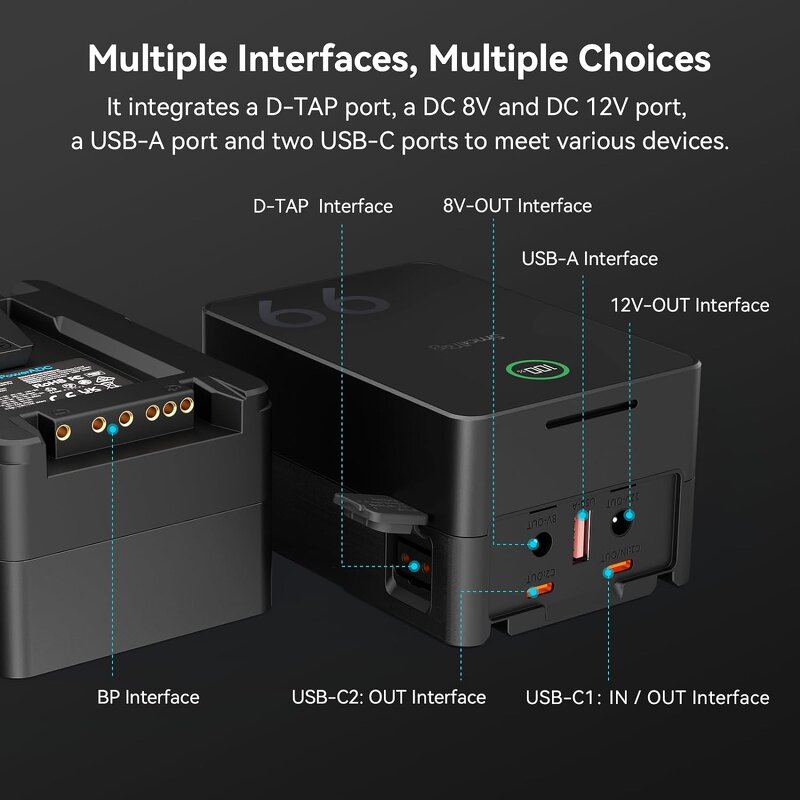 SMALLRIG-V-Mount Battery VB99 Pro - 99Wh 14.8V V-Mount Battery USB-C Fast Charger