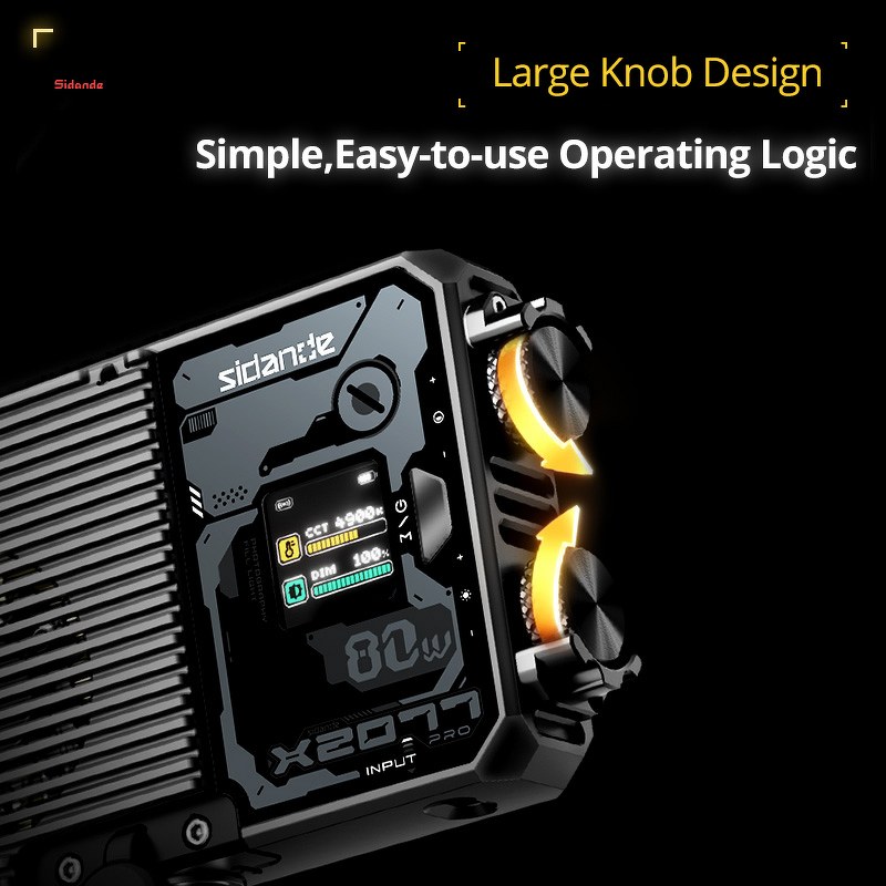 SIDANDE 2077 PRO - 80W MAX RGB Fill 2700-6500K 11000Lux LED Video Panel Light