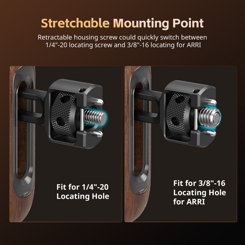 SmallRig 5238 - TV Antenna Wooden Side Handle Two-in-One Retractable Interface
