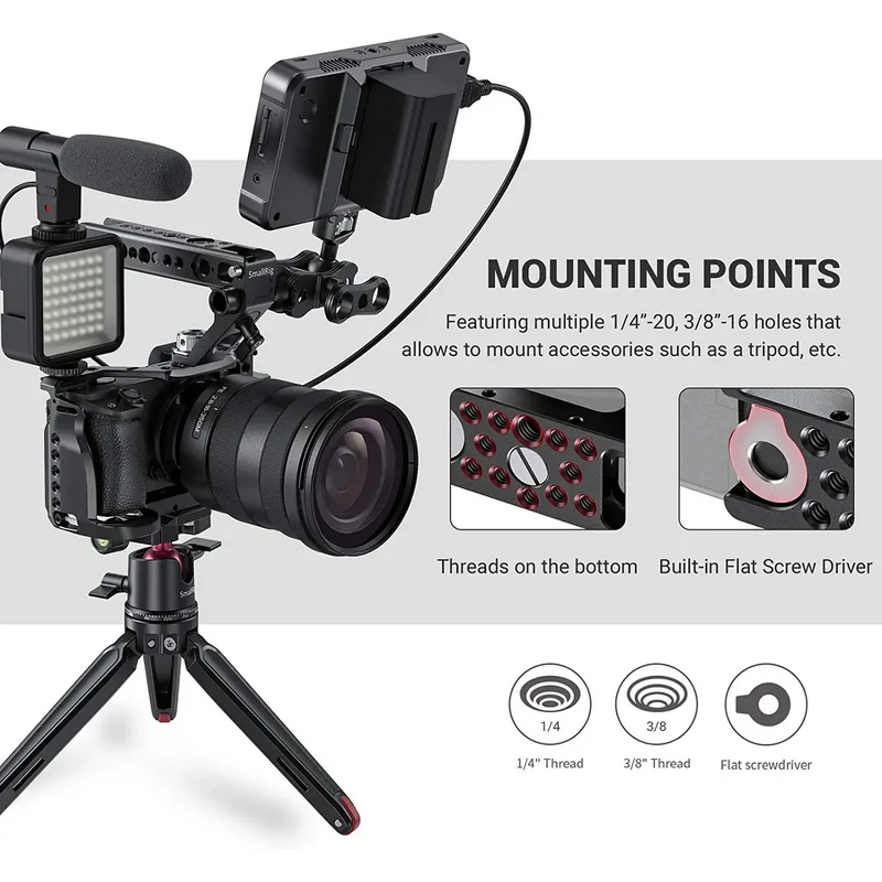 SmallRig A6600 - for Sony DSLR Cage Accessory Cold Shoe & Arri Locating Holes