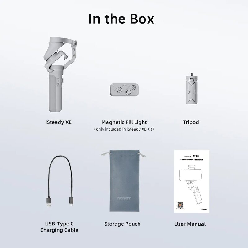 Hohem ISteady XE Kit - Smartphone Gimbal Stabilizer with Magnetic Fill Light and Tripod